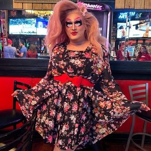 Floral Sleeveless Cocktail Dress 4XL | Vintage Style | Plus Size | Black & Pink